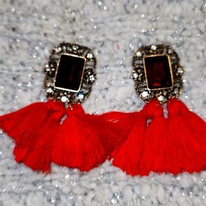 Beautiful Red Tassel Earrings